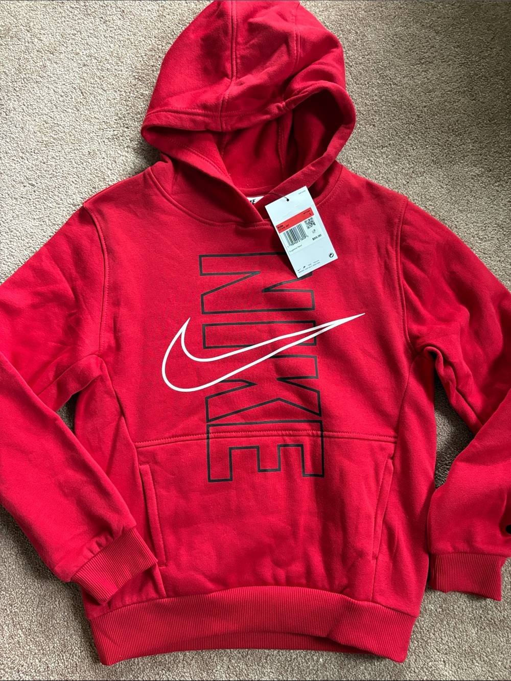 Nike Kids Boys Girls logo fleece lined hoodie sweatshirt size large NWT